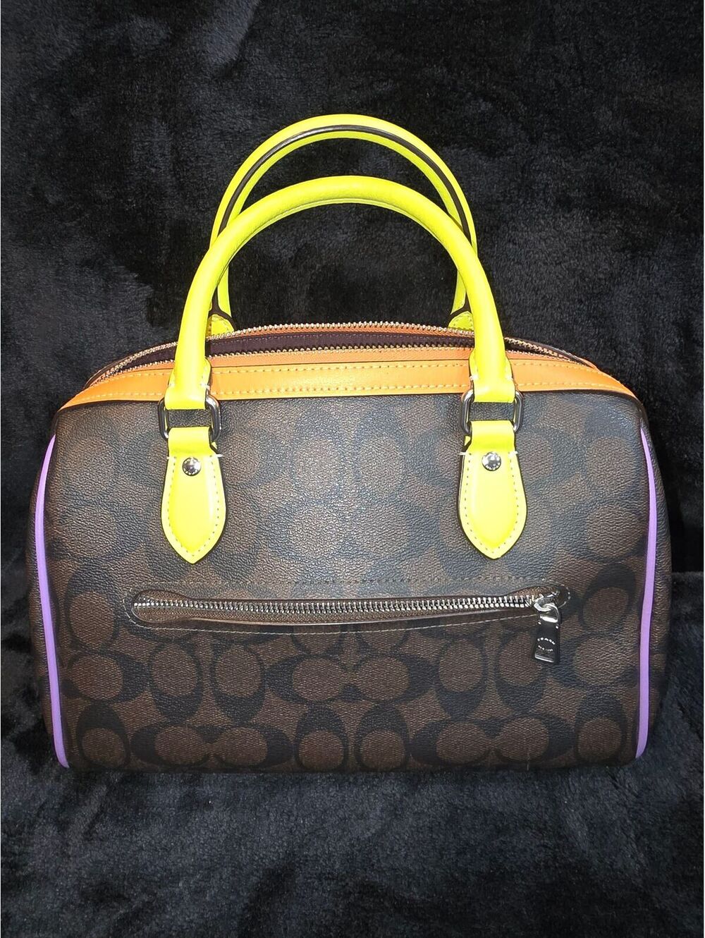 106. NWOT 2023 Coach Rowan Satchel In Colorblock Signature Canvas - Picture 2 of 7